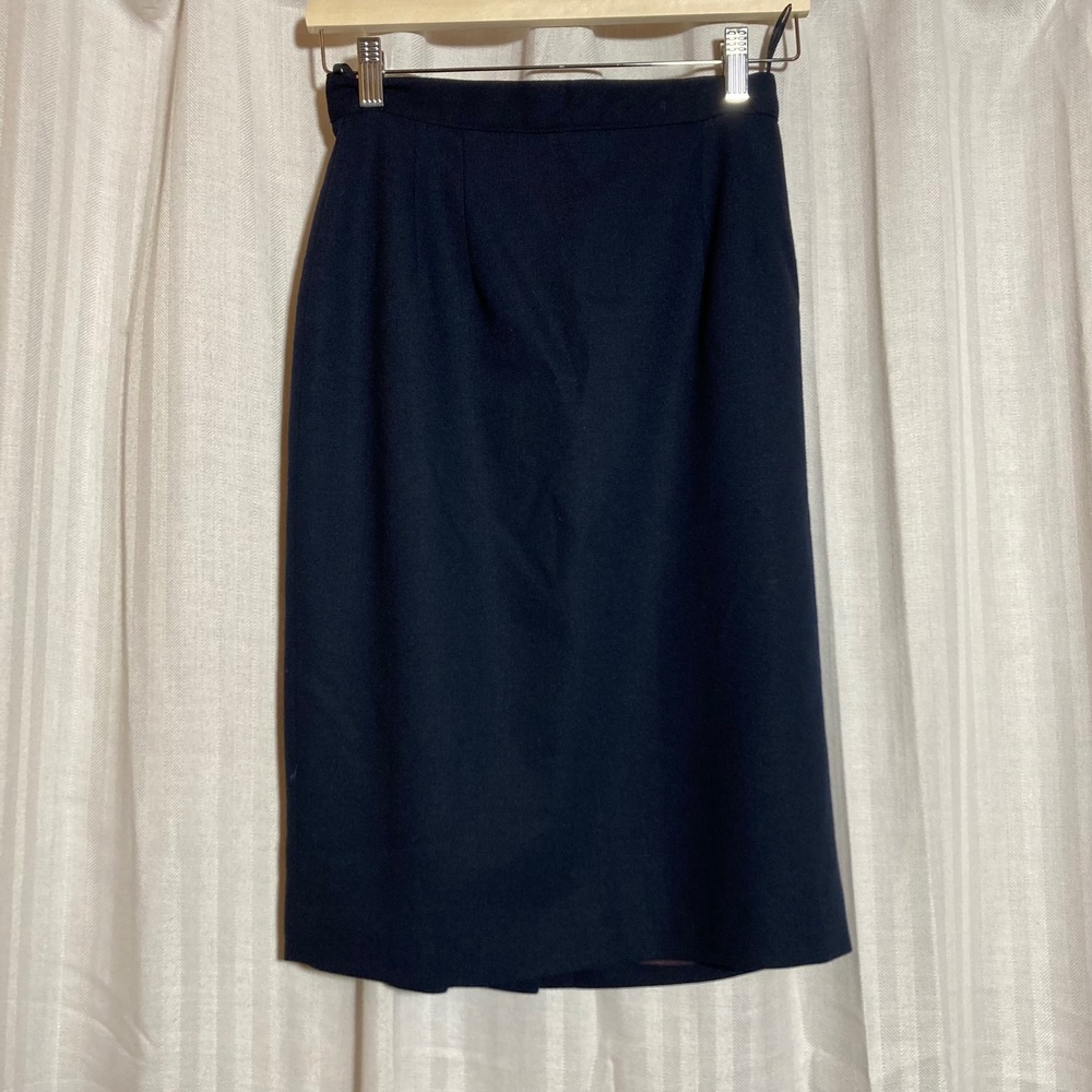 Talbots Navy Blue 100% Wool Pencil Skirt Made in USA Vintage 6 Minimalist Career